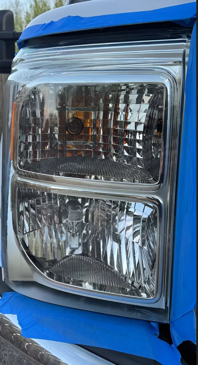 Clear car headlight after restoration