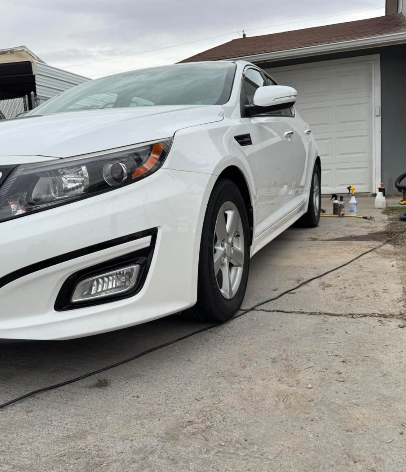 White Kia Optima detailed and polished